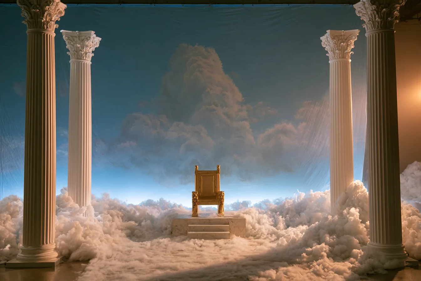 Marble and gold, backlit clouds. Cloudy floor.