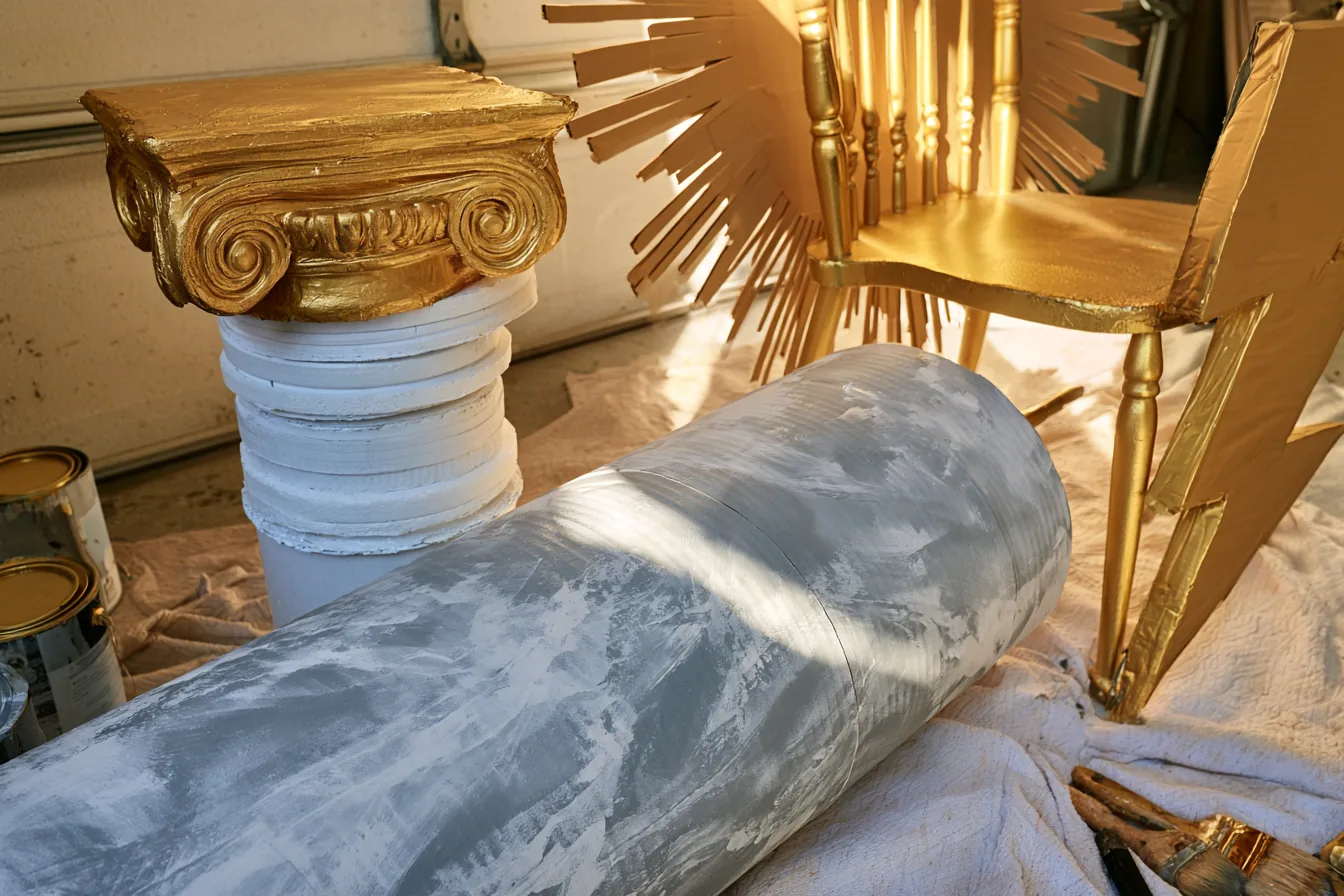 Marble paint, gold capitals