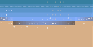 tool calls appearing at the waterline and fading as the tide reaches them